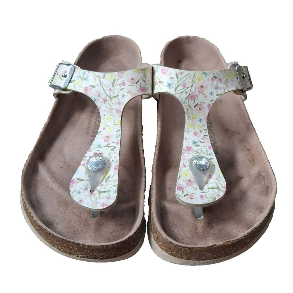Birkenstock Gizeh Vegan Sandals Womens 6 EU 37 Floral Watercolor Thong Casual